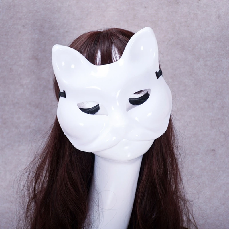 5Pcs Foxes Masks White Plastic Hand Painted Half Face Cosplay Masks Women Men DIY Party Assecories Costume Masquerade Masks