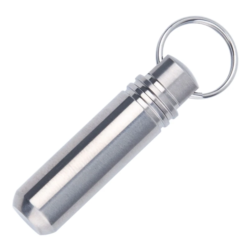 Titaniums Alloy Waterproof Pills Box Keychains Pocket Pills Case Small Bottles Container for Outdoor Travel Camping