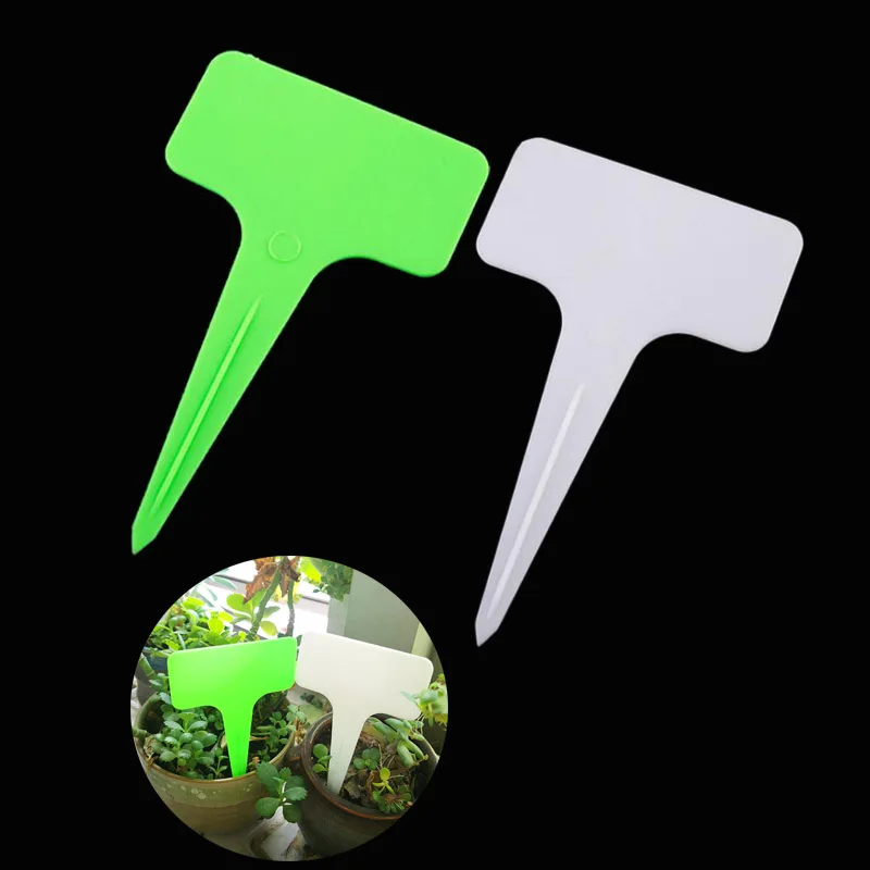 

Plastic PVC Plant T Tags 10cm Labels For Flower Pots Markers Sign Tags Herbs Plant Garden Tools Supplies