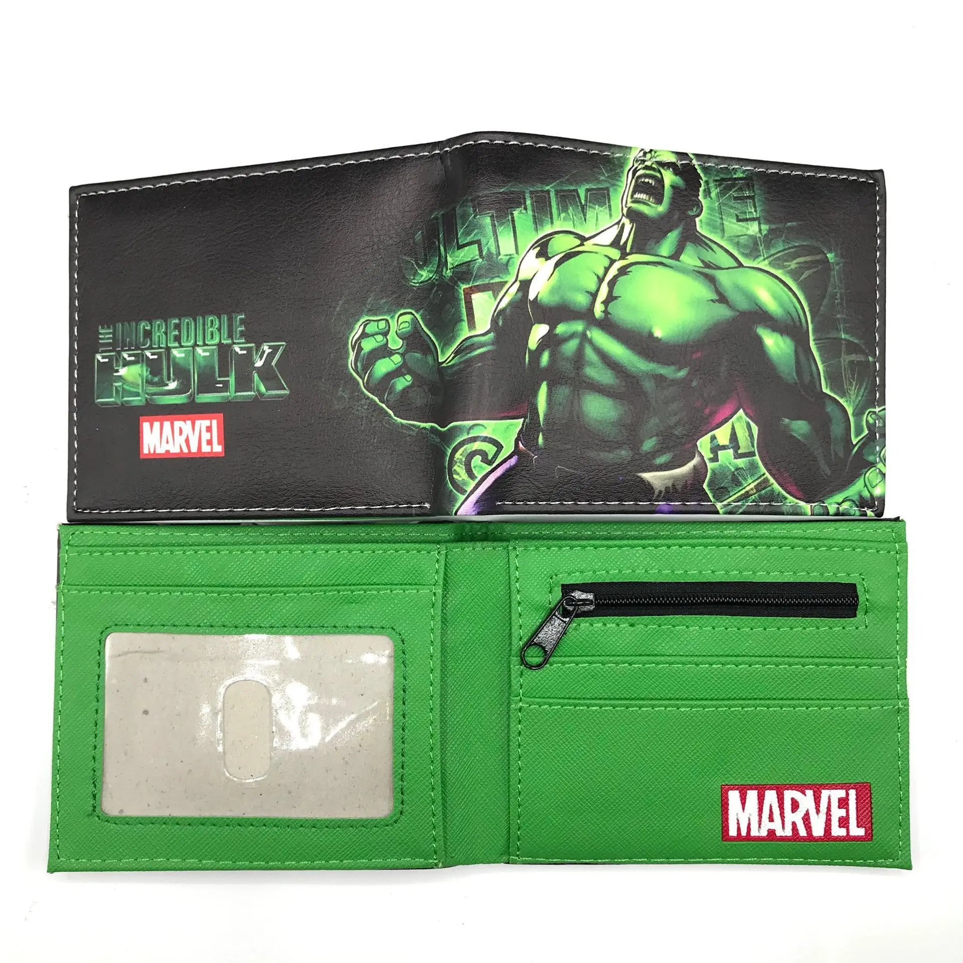 MINISO Disney Marvel Hulk Hulk Men's Student PU Coin Purse Leather Wallet Short Wallet Mens Wallet  Cute Wallet