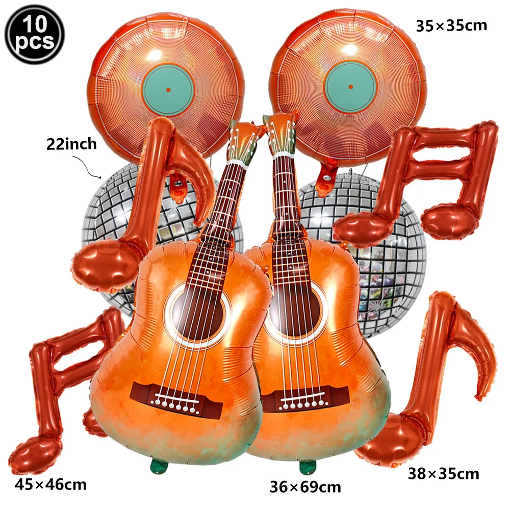 Musik-Party-Luftballons Aufblasbare Gitarren-Schallplatten-Noten-Folienballons Kinder Musik-Konzert-Themen Geburtstagsparty Gitarren-Ballon-Dekoration – Detail 6