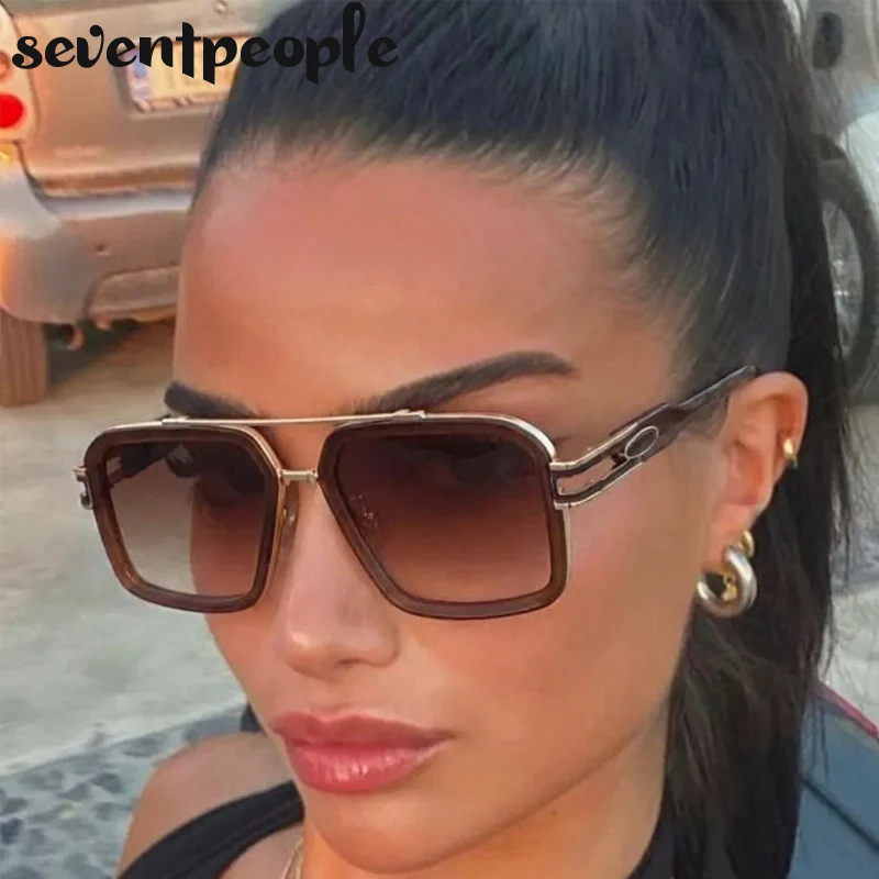 

Oversized Square Punk Sunglasses Women 2026 Luxury Brand Big Trendy Steampunk Double Bridge Sun Glasses Classic Outdoor Shades