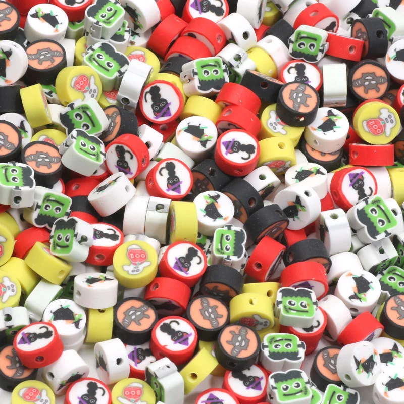 20/50/100pc Polymer Clay Perlen lose Spacer Perlen für Halloween Schmuck machen DIY Armband Halskette Wohnkultur Handarbeiten Handwerk