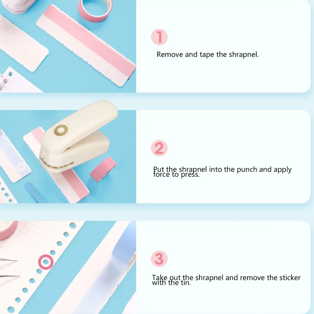 Creative Tool Ring Shape Hole Punch White Compact Size Paper Hole Punch Metal Construction ABS Craft Paper Punch DIY Projects