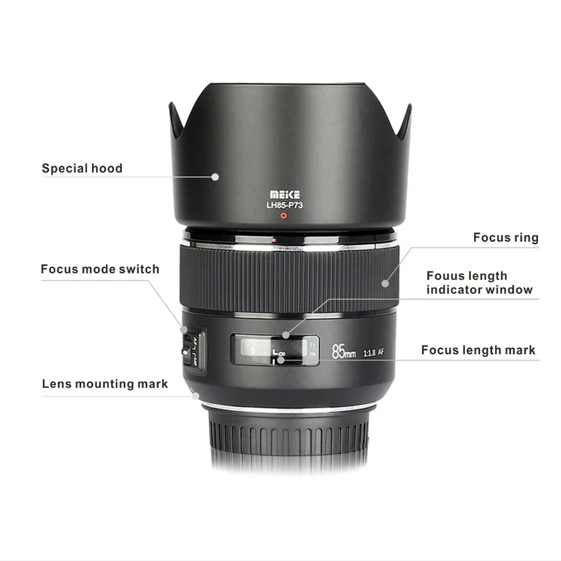 MEKE 85 мм F1.8 Полнокадровый объектив STM с автофокусом для камер Sony E Nikon Z/F Canon EF Fujifilm XF с креплением