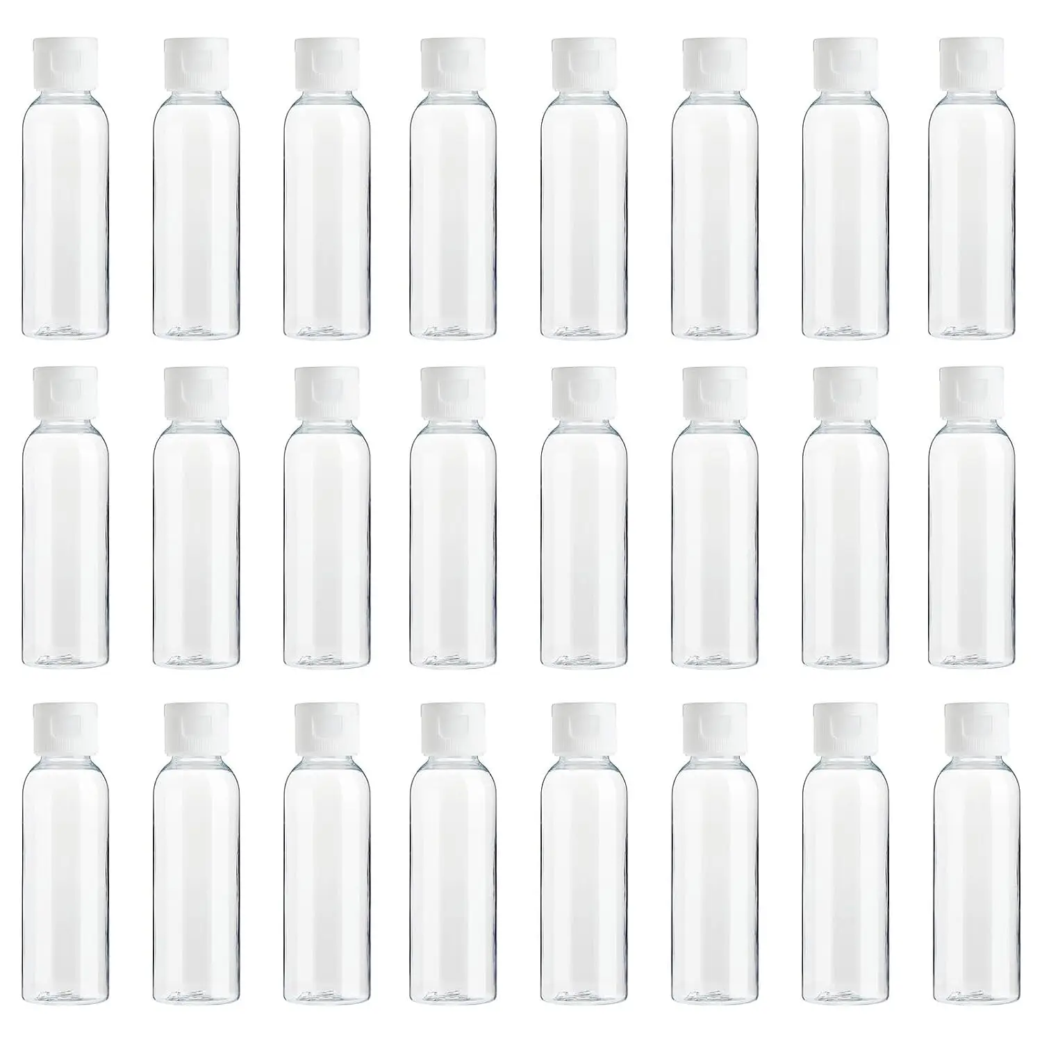 Garrafas plásticas recarregáveis de viagem, Flip Cap Recipientes para Loção Creme Cosméticos Líquidos, Vazio, Desinfetante para as mãos, 5ml-100ml, 10pcs por lote