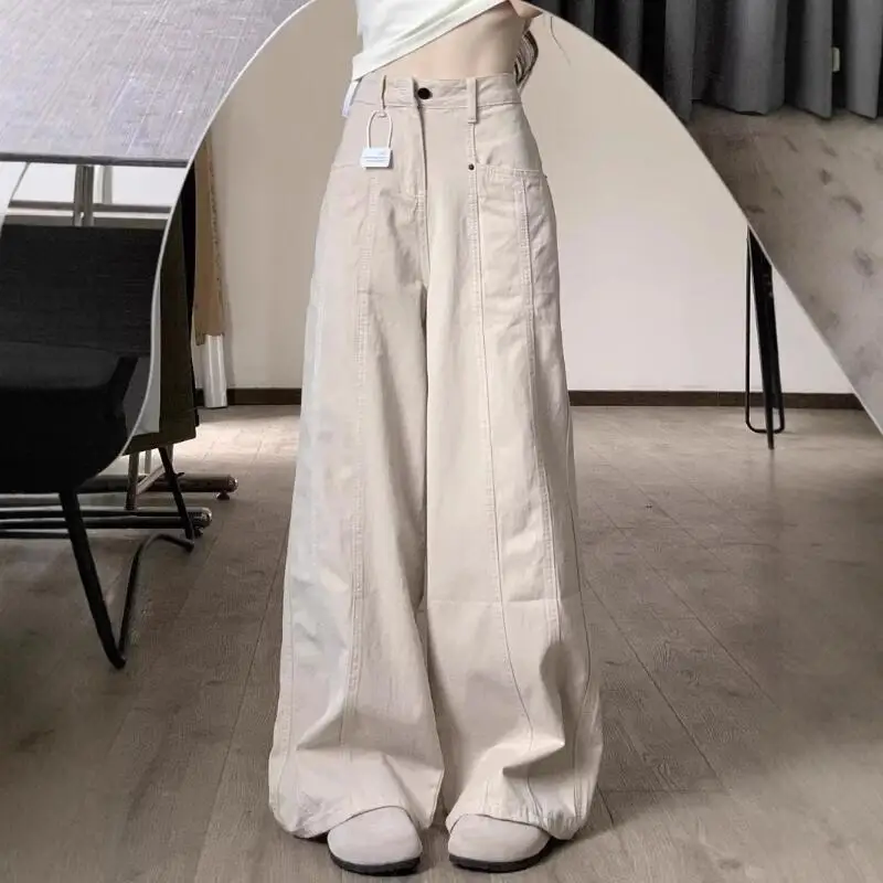 Pantalon à jambes larges pour femmes, marque tendance, rétro, taille haute, élégant, polyvalent, tube droit, Showoff, nouvelle collection 2026