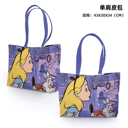 Disney Alice in Wonderland 7701 Anime Shoulder Bags Customized PU Cartoon Shopping Bag Casual Tote Storage Handbag Unisex Gift