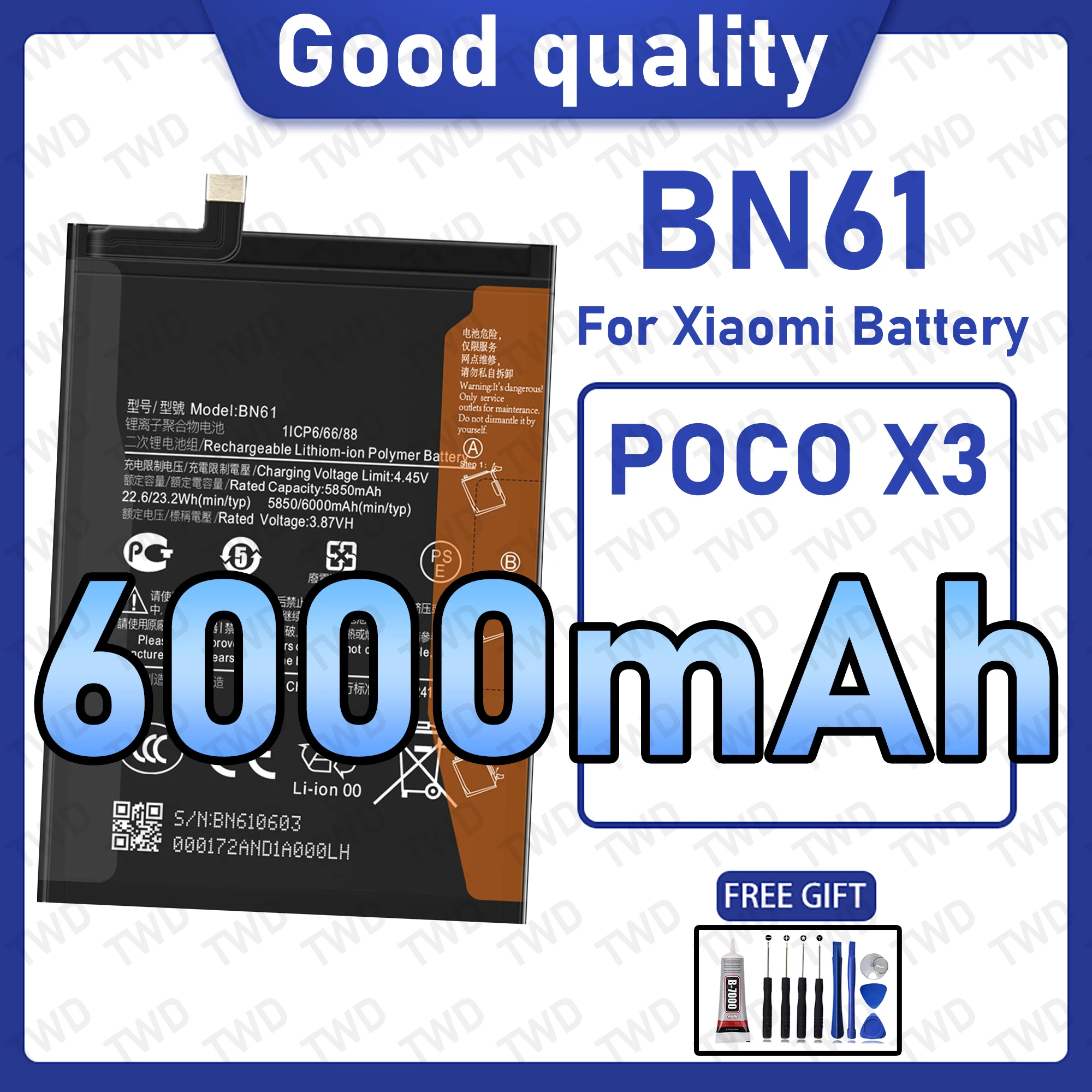 BN61 Large capacity Battery For Xiaomi POCO X3 Batteries New High Quanlity+Free Tools
