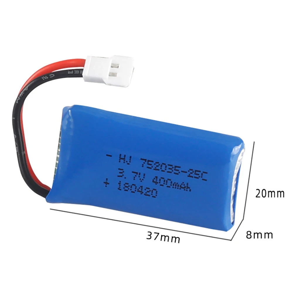 RC 드론용 Lipo 배터리, 3.7V, 400mAh, 752035 25C, H31 X4, H107, H6C, KY101, E33C, E33, U816A, V252, 예비 부품, 2-5PCs