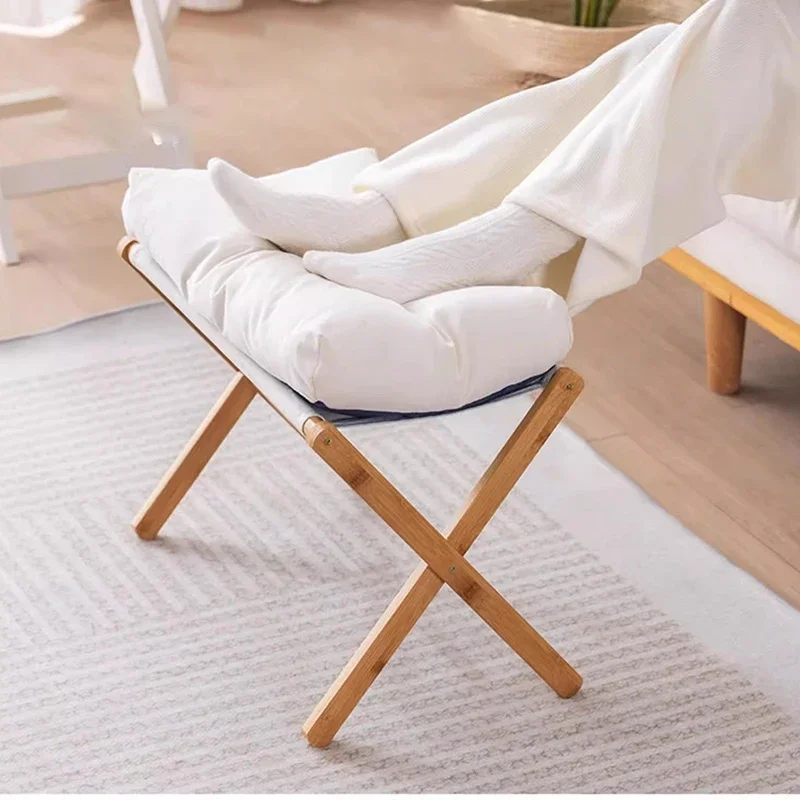 

Cushion Wood Folding Stool Chair Cover Small Balcony Portable Stool Minimalist Hallway Designer Taburete Muebles Household Items