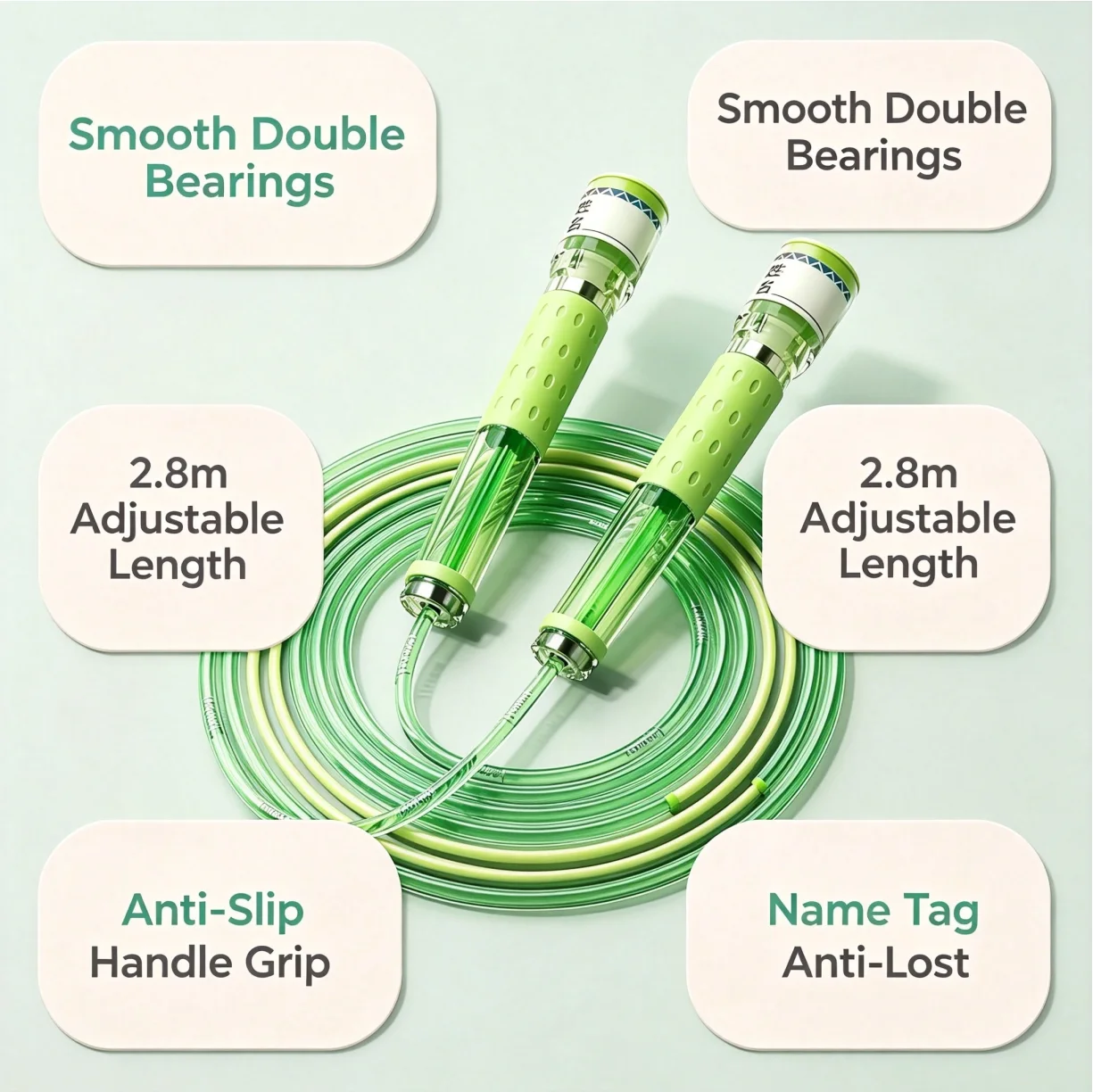 Children's Lightweight Skipping Rope with Double Bearings 3.0 Strong Flexibility Durable Ant Slip Training Rope for Kids