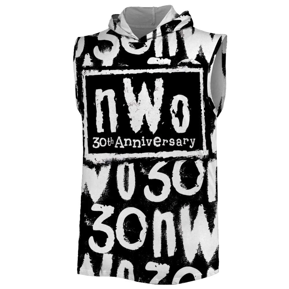 2026 New Men's Black NWO 30th Anniversary Hooded Tank Quick Dry Breathable Sports Tank Top Youth Street Casual Sleeveless Hoodie
