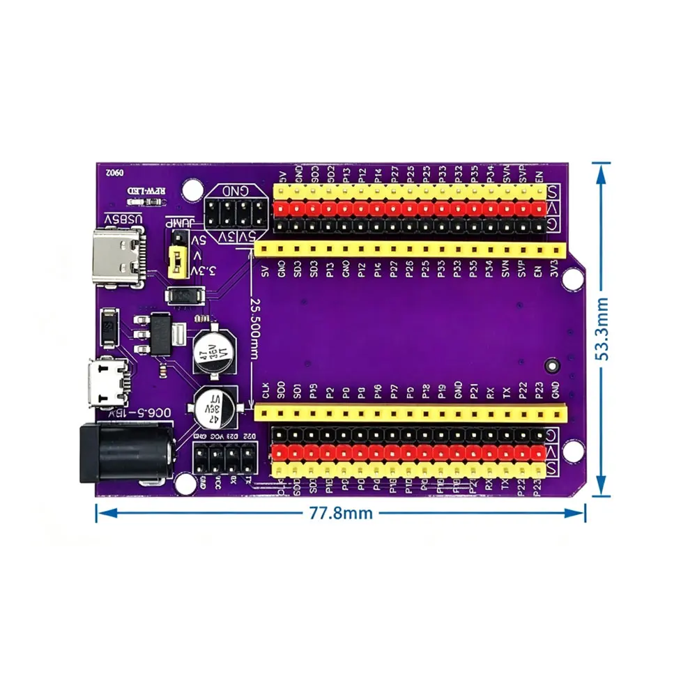 ESP-32S 38-Pin ESP-WROOM-32 ESP32 WLAN Dual-Core-CPU-Entwicklungsboard 2,4 GHz Wi-Fi BT-Modul mit extrem niedrigem Stromverbrauch