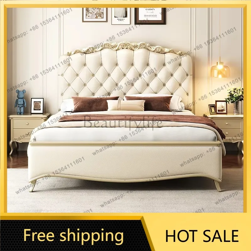 FG Gold Comforter Double Bed Luxury Platform Modern Full Size Double Bed Monster Living Room Lit 2 Personnes Home Furniture