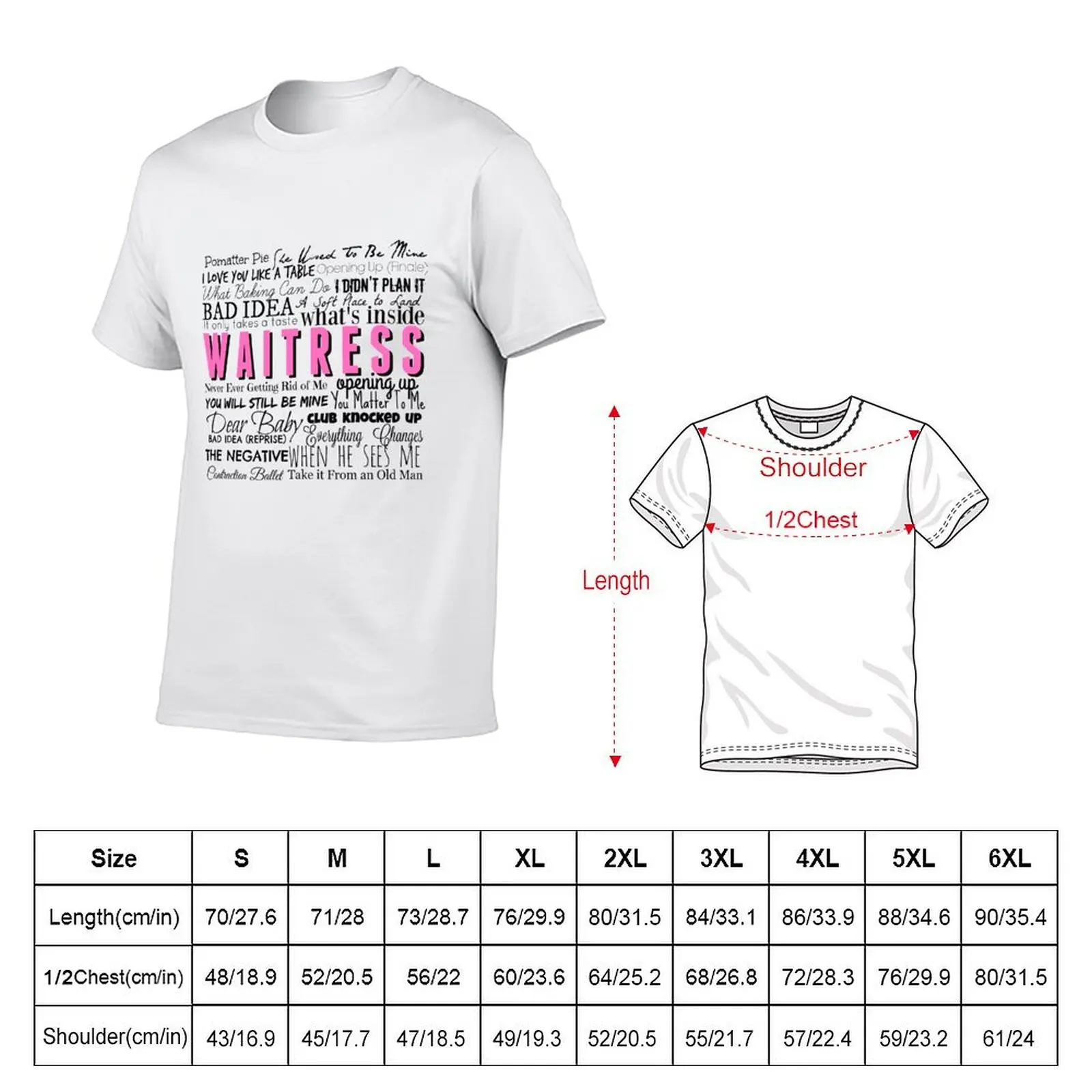 Waitress Original Cast Recording T-Shirt Basic Solid Tee for Daily Use