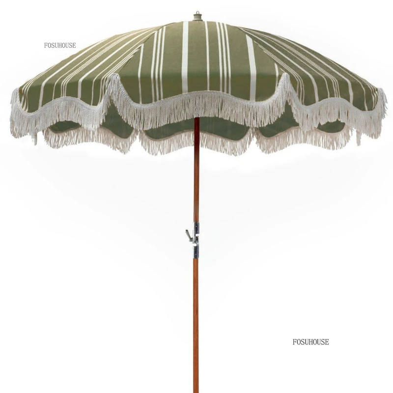 #Outdoor Patio Umbrellas Nordic Customizable 2M Beach Umbrella Outdoor Sun Protection Portable Folding Parasol Outdoor Furniture