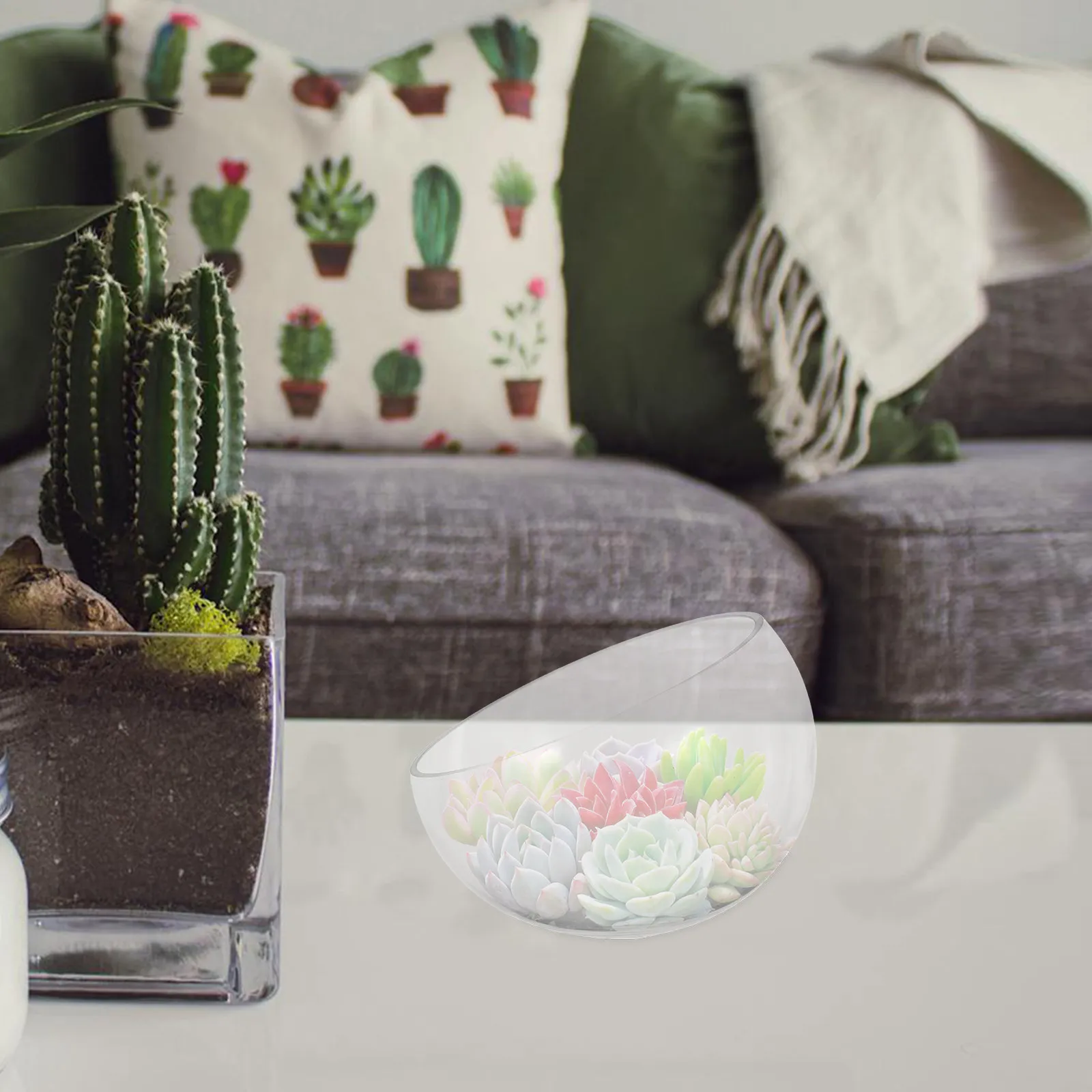 

Полукруглый стеклянный кашпо для суккулентов и гидропонных растений, прозрачная ваза для цветов, настольный горшок для подоконника и интерьера