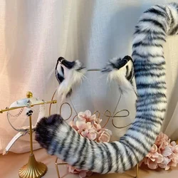 Puntelli della coda dell'orecchio del gatto della tigre bianca per il regalo dei fan dello spettacolo di fumetti dell'accessorio del Costume di COS adulto della festa di carnevale di natale