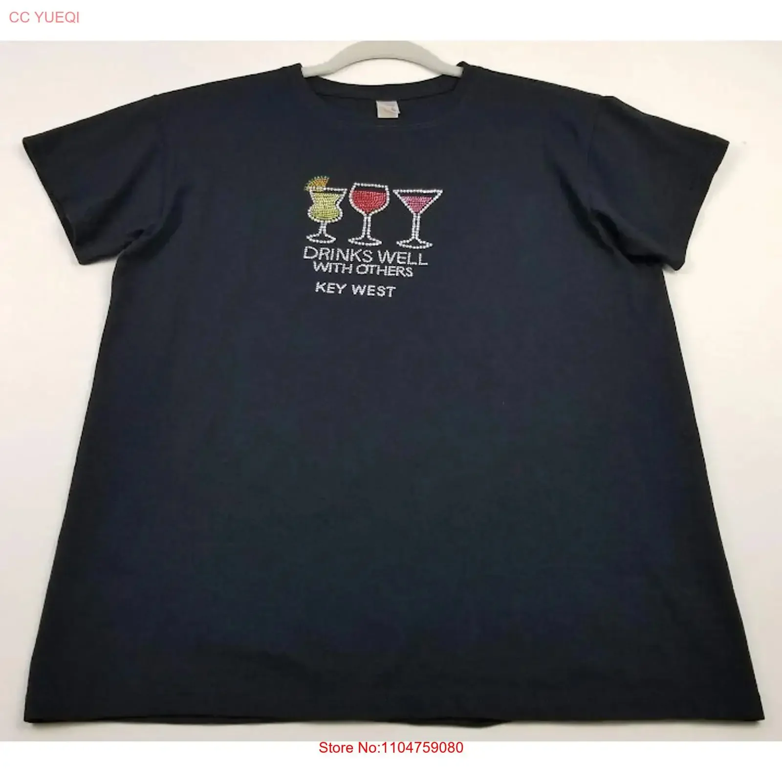 Key West T Shirt Women s Medium M Black Wine  Crewneck Bling Top vintage Washed Comfortable streetwear Unisex designer clothes