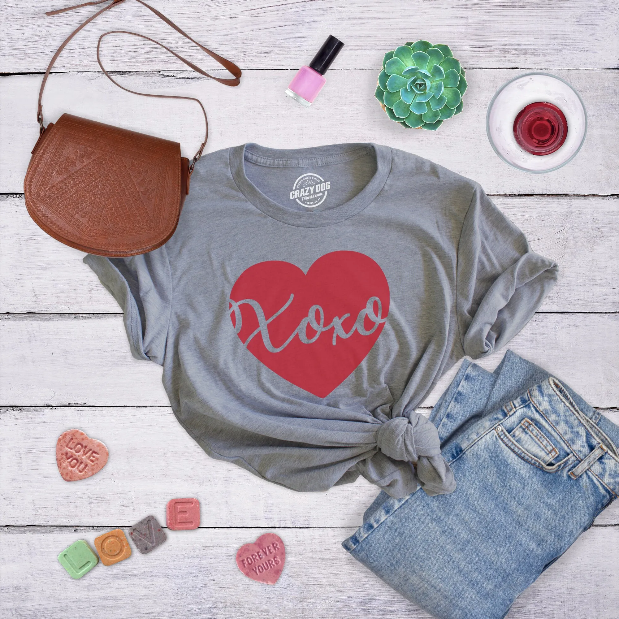 Heart Xoxo Love T Shirt Cursive Wife Anniversary Lucky Newlywed Woman Wedding Shower Bachelorette Party