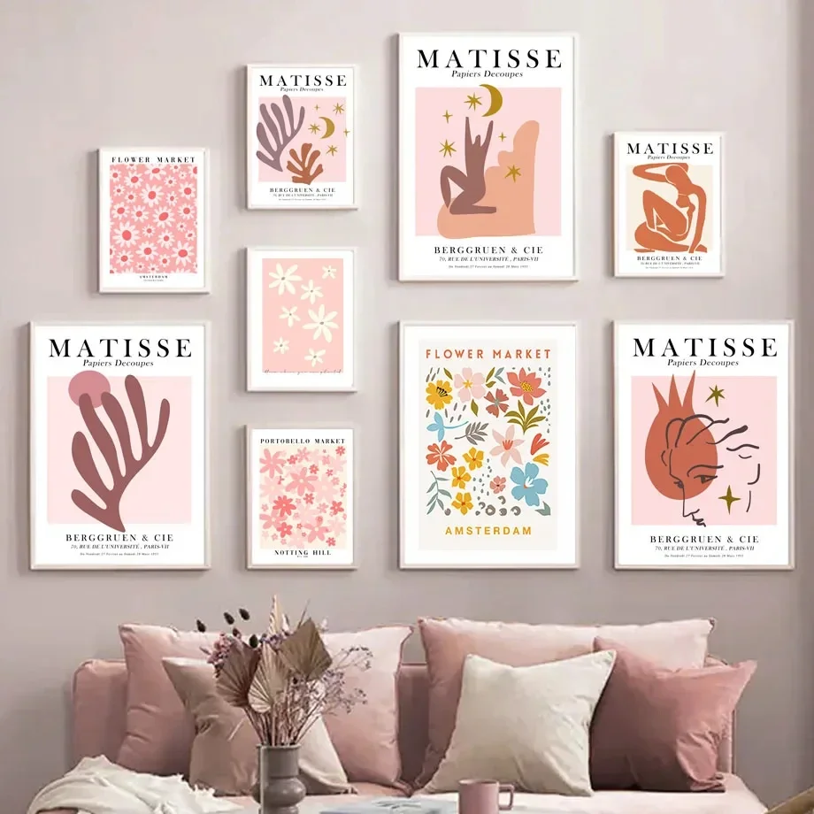 

Abstract Matisse Figure Flower Market Pink Wall Art Nordic Posters Canvas Painting And Prints Pictures For Living Room Decor