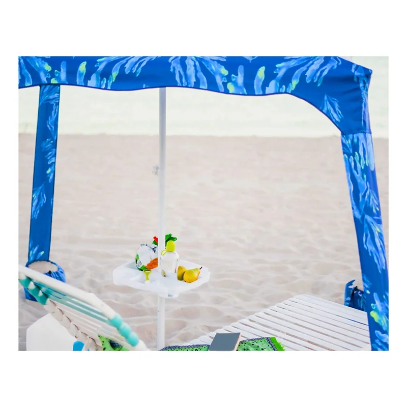 

17 Inch Beach Umbrella Table Tray with Cup Holders & Snacks Compartments for Beach, Garden & Swimming Pool