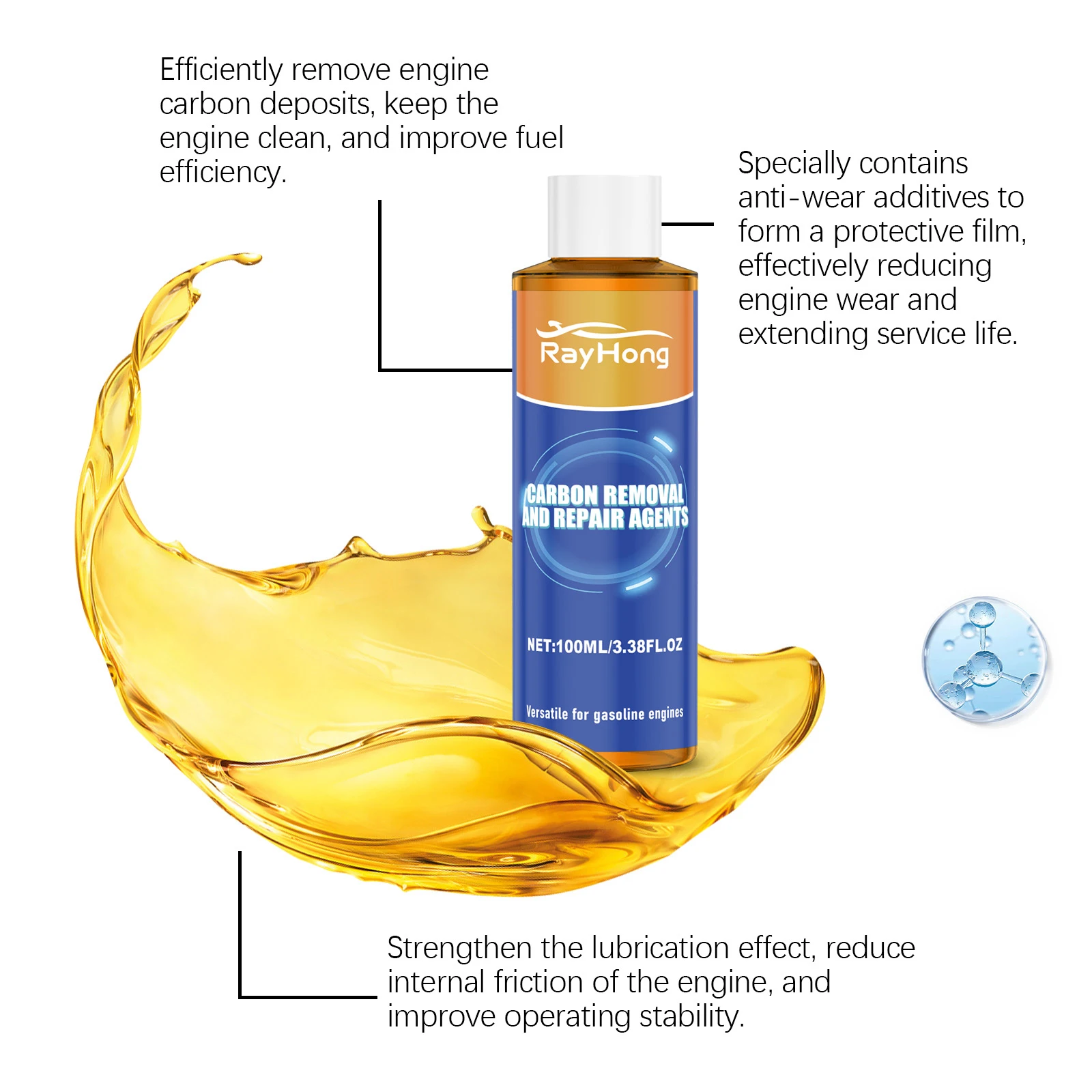 وكلاء إصلاح إزالة الكربون لمحرك السيارة، منظف قوي، أسطوانة حماية لإزالة الكربون، سائل العناية بالإصلاح وتقليل الضوضاء