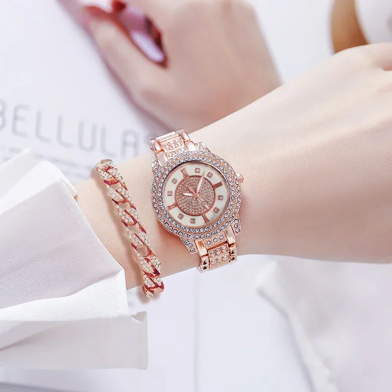 高級ブランドの女性用腕時計,星空,ダイヤモンド,クォーツ,ブレスレット,女性用