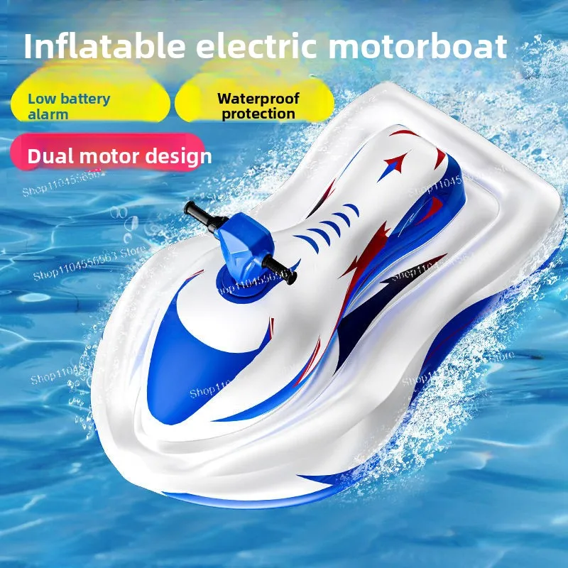 Suitable for Family Swimming Pools and Beaches, Electric Inflatable Jet Water Ski Toy with Free Directional Handle,