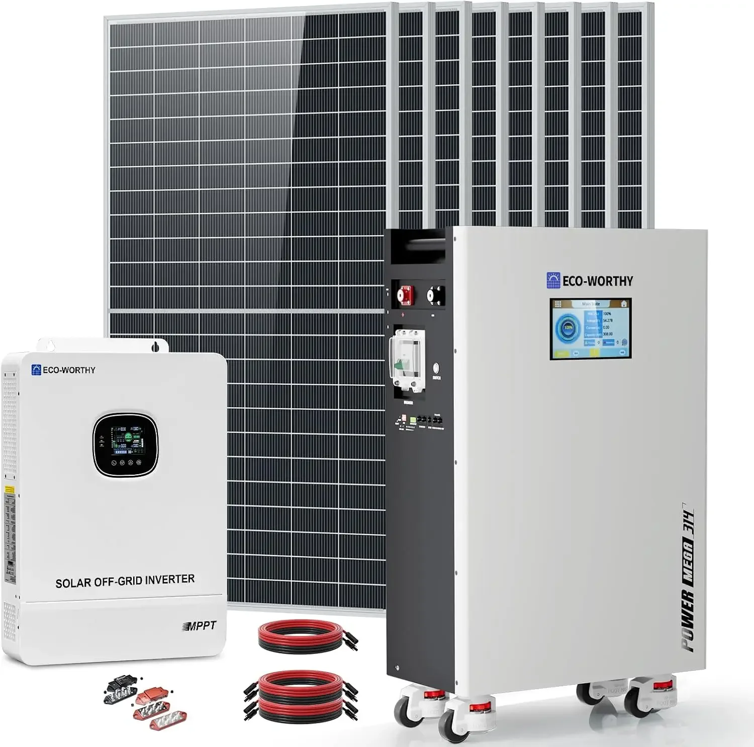 ECO-WORTHY 10000W Output Complete Off-Grid Solar Panel Kit for Home| 10KW 120V/240V Output Split Phase Inverter| 48V 314Ah16.1kWh High Capacity Energy Storage| 4720 Watts Solar Panel PV