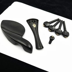 Strong 1sets Indonesian grade A ebony viola Accessories parts fittings,Tailpiece+Tuning pegs+Endpins+Chin rest/Chin Holder