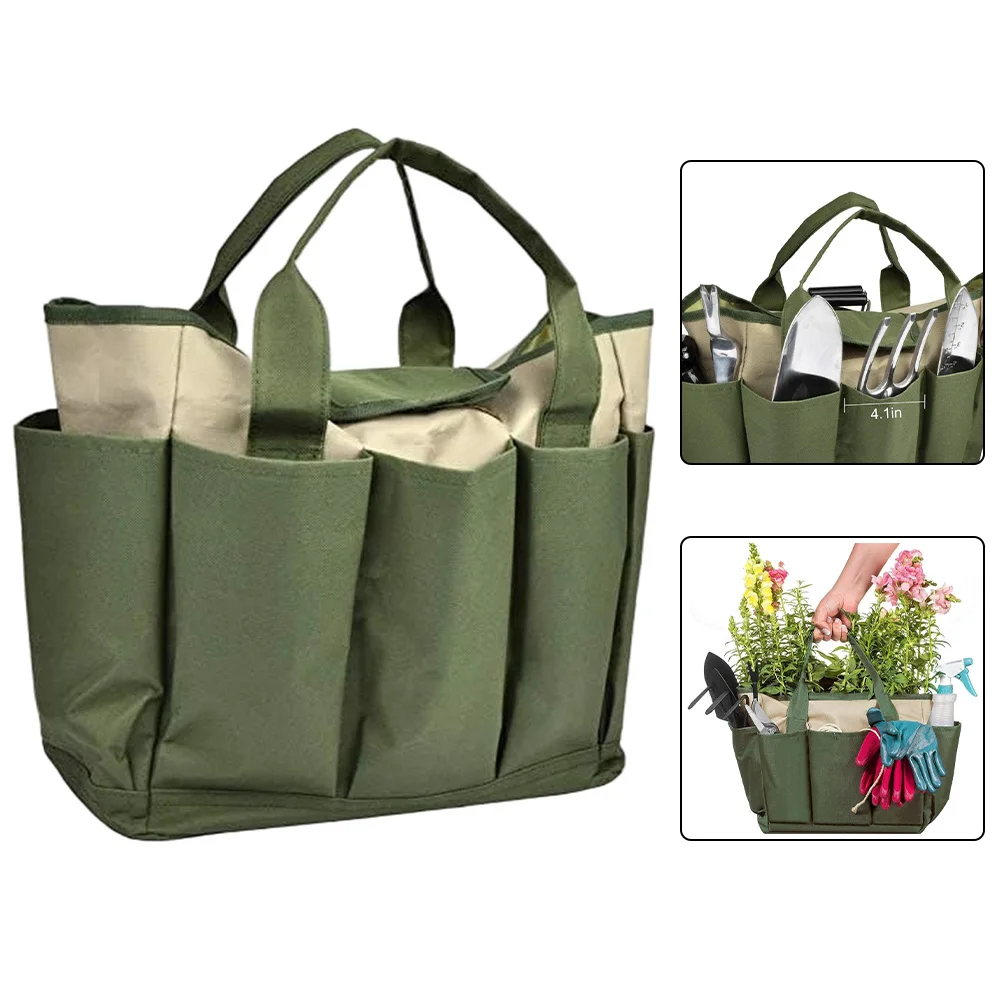 1PC ツール収納パッケージ 600D オックスフォード布ガーデンツールバッグ 12 インチ x 6.4 インチ x 12 インチ ガーデニングポット、プランターアクセサリー収納包装