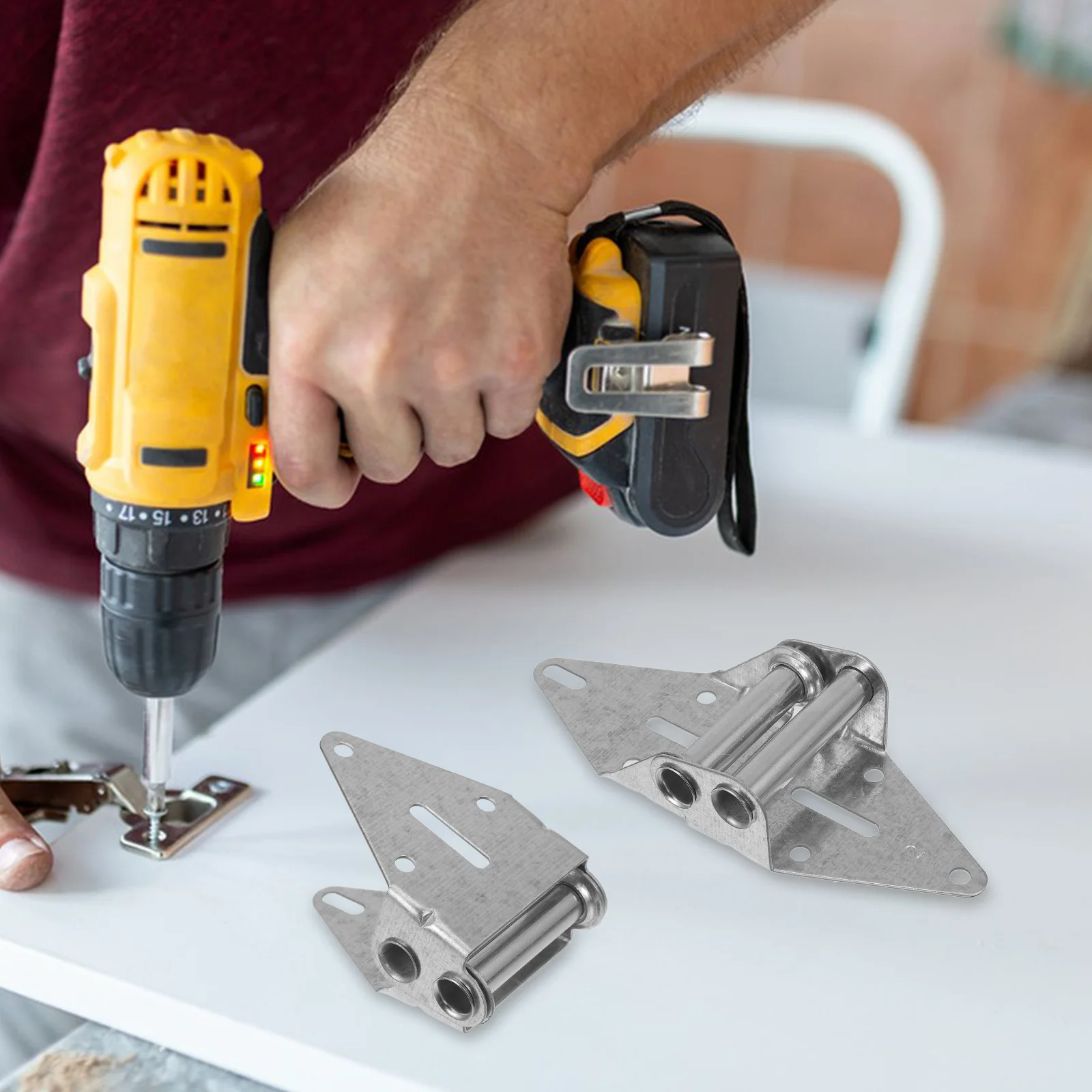 

2pcs Garage Door Hinge Heavy Duty Self Closing For Overhead Garage Doors Residential Spring Loaded Hardware Bracket Auto Close