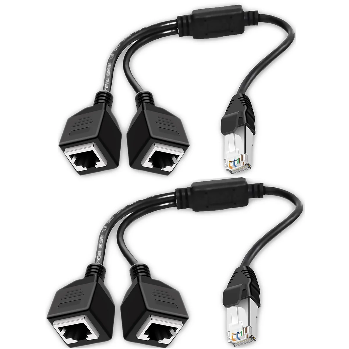 RJ45ネットワークスプリッタアダプタケーブル 1オスから2メスLANポート RJ45 ネットワーク 1 ～ 2 ポート イーサネット アダプタ スプリッタ