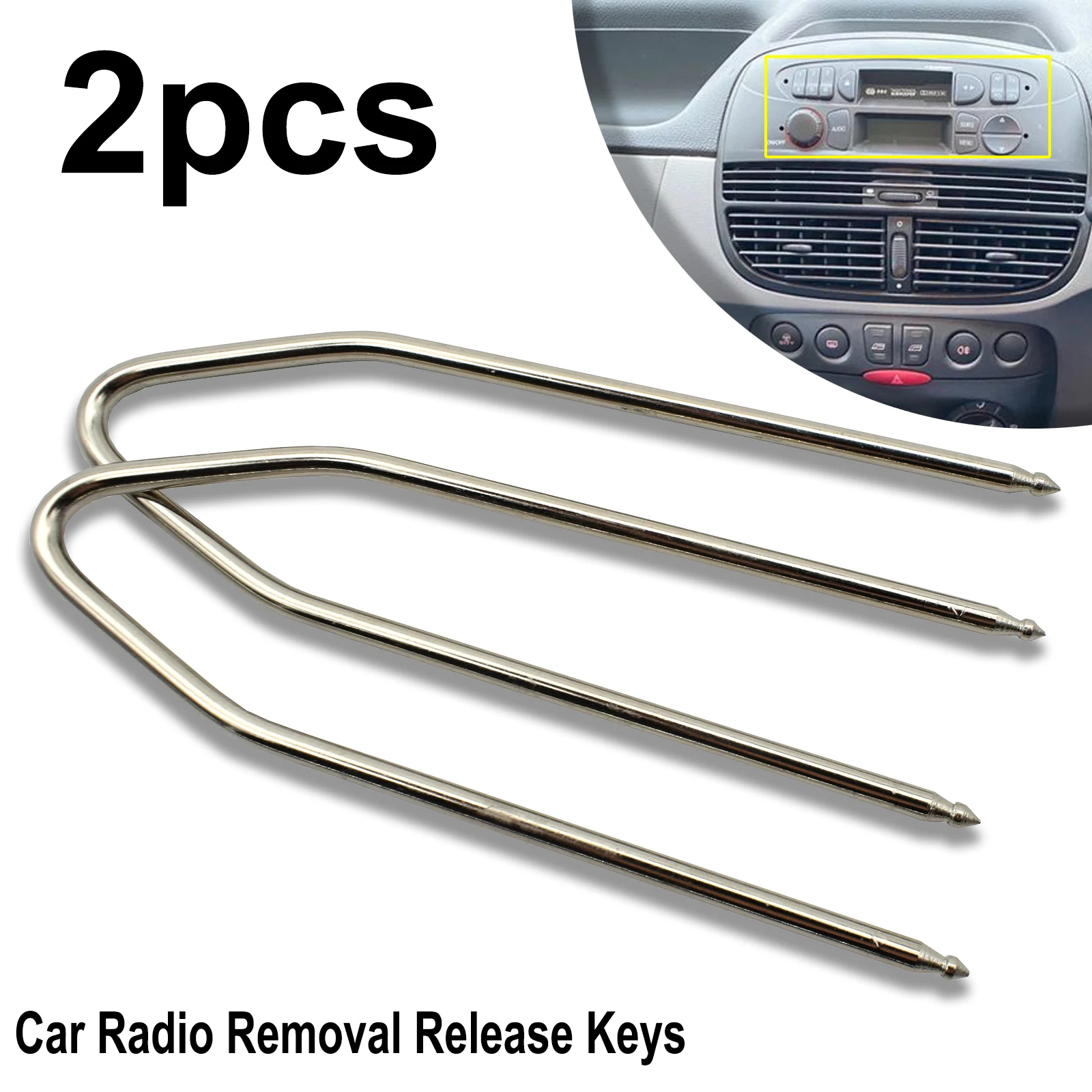 2pcs For Ford Peugeot Fiat Renault Radio Stereo CD Removal Release Tool Extractor Key Car Head Units Tools Accessories