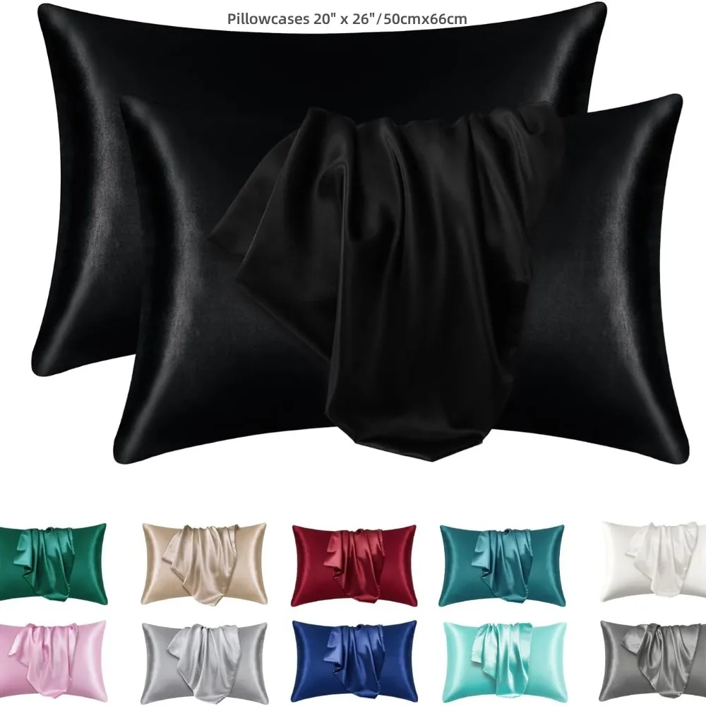 1pcs Polyester Pillowcase For Skin And Hair Satin PillowCases Soft Breathable Smooth Cooling Pillow Covers For Sleeping