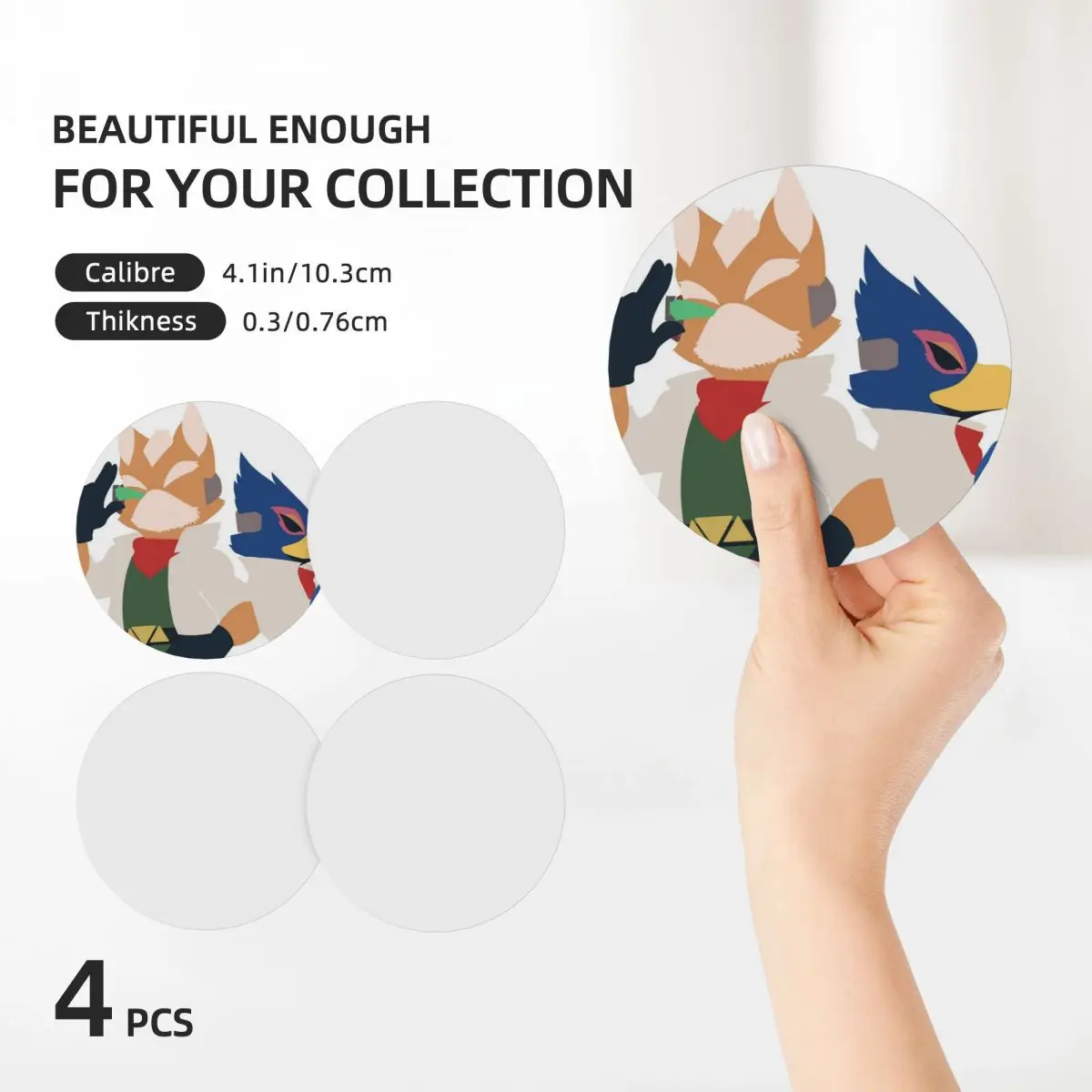 Fox McCloud and Falco Lombardi Ceramic Coasters (Set of 4) animal cute kitchen plate Coasters