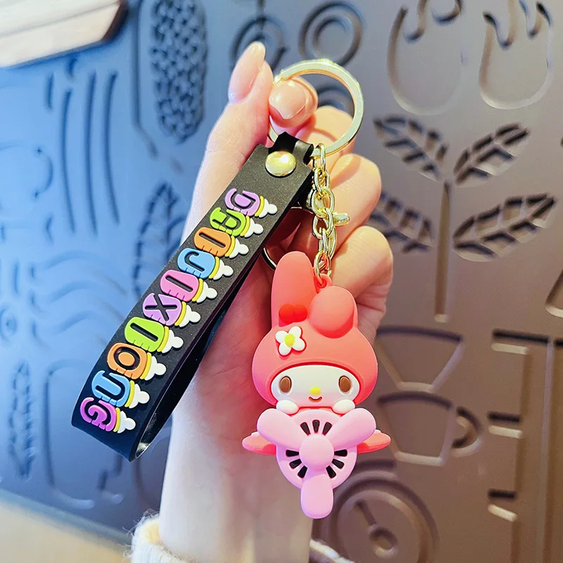 Sanrio Cute Cartoon Hello Kitty Kuromi My Melody Cinnamoroll Car Key Ring Backpack Pendant Ornaments Anime Figure Kids Gifts