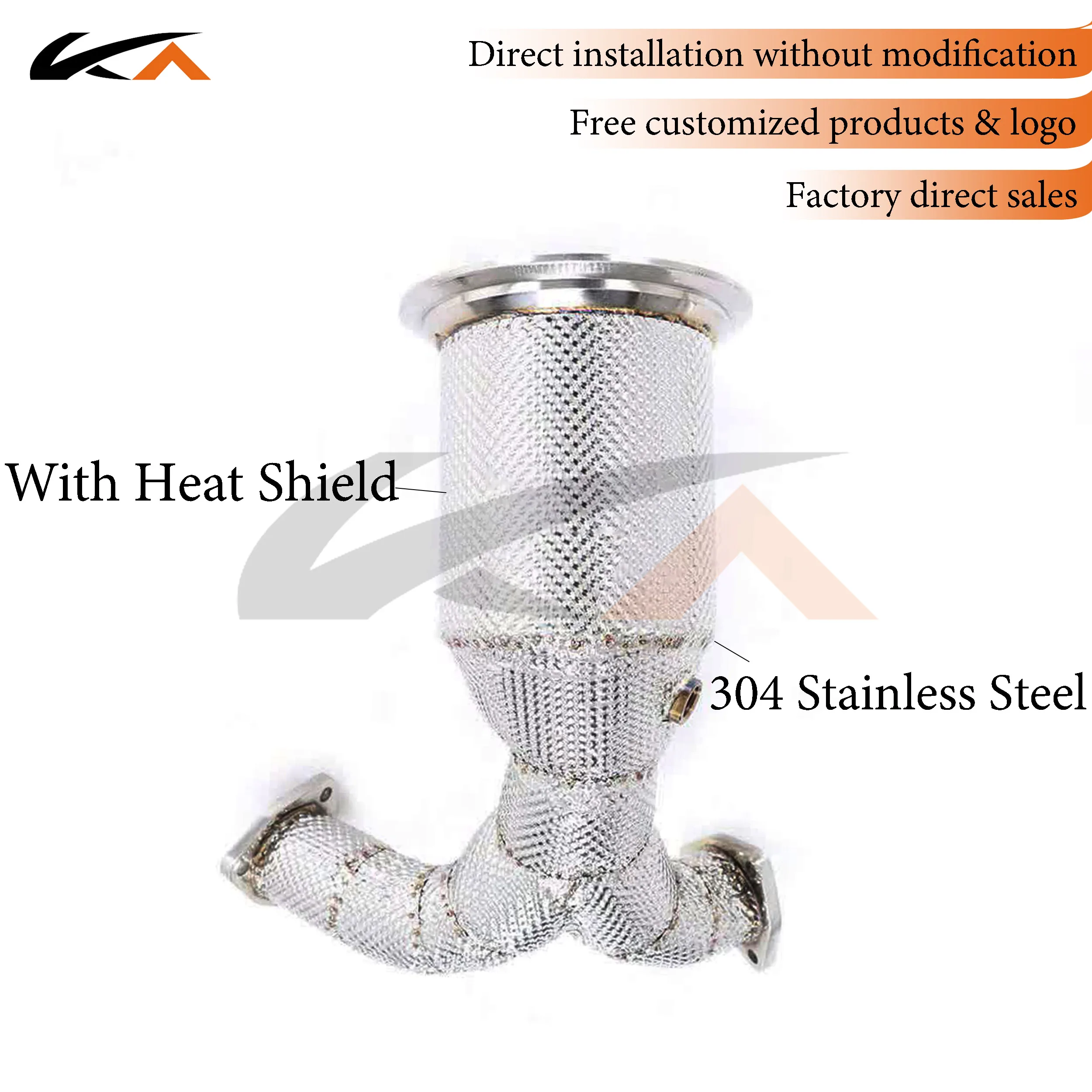 

KA Tuning exhaust system header stainless downpipe for Audi S4 S5 B9 3.0T axle pipe performance catalysis heat shield