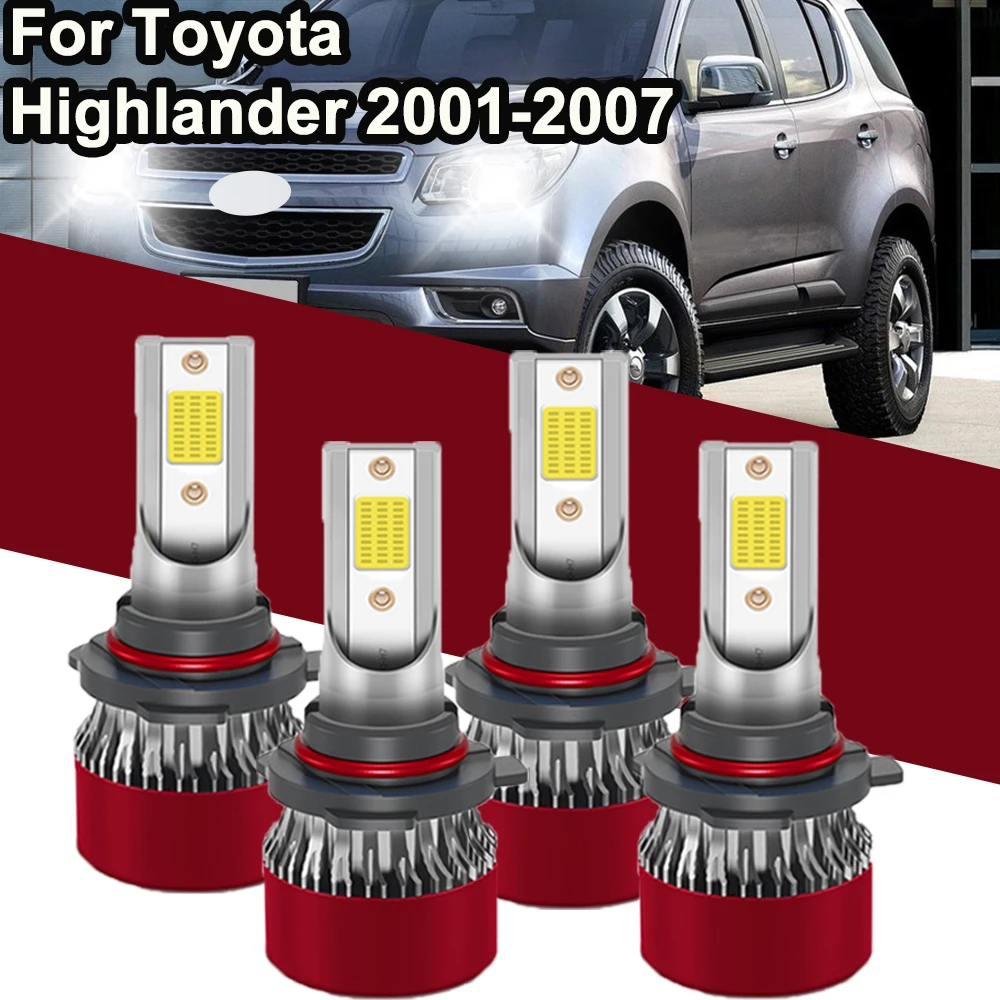 

Для Toyota Highlander 2001-2007 9005 9006 белые светодиодные фары Hi-Low, комбинированные лампы 6000k, супер белые чипы COB, автомобильный свет