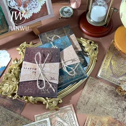 JIANWU 36 Sheets Magic Century Series Vintage Bronzing Border Material Paper Creative DIY Junk Journal Collage Decor Stationery