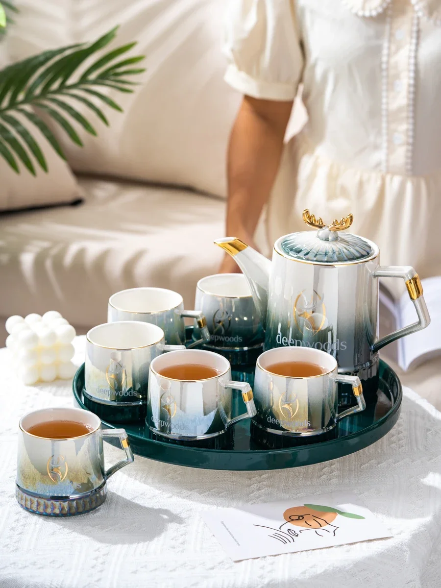 Light luxury new ceramic water cup teacup tea set household modern high-end hospitality cup wedding dowry water set