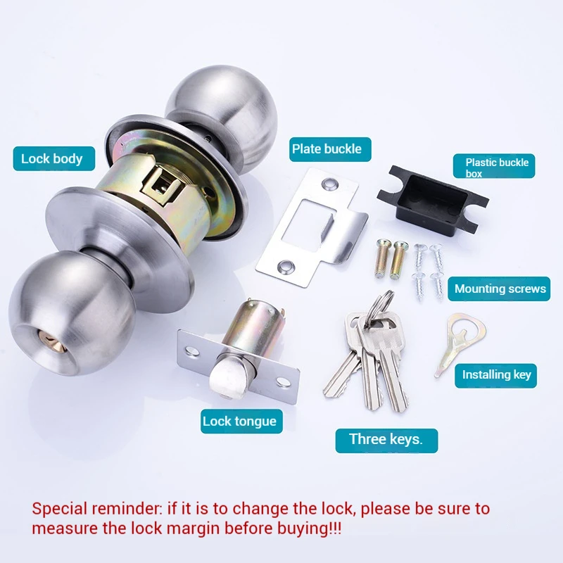 ZEXEF Stainless Steel Round Door Knobs Rotation Lock Knobset Handle Metal Door Knob With Key For Bedrooms Living Rooms Bathrooms