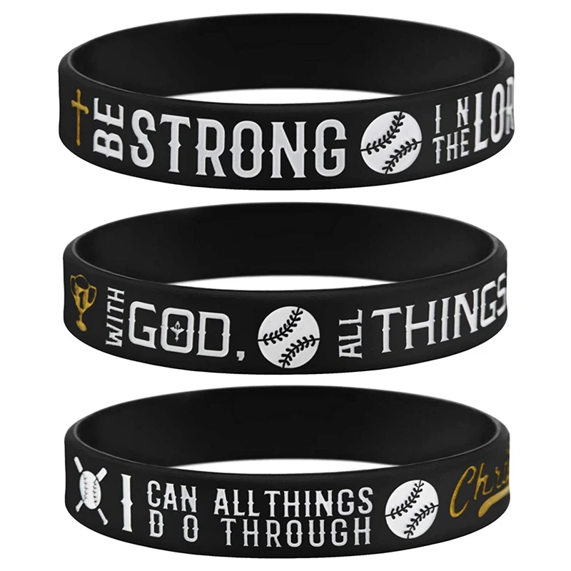 1pc/3pcs Christian baseball god bible verse silicone Bracelet Wristbands