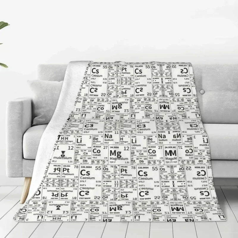 

Periodic Table Of Elements Wool Science Chemistry Funny Throw Blankets for Home Hotel Sofa 200x150cm Plush Thin Quilt