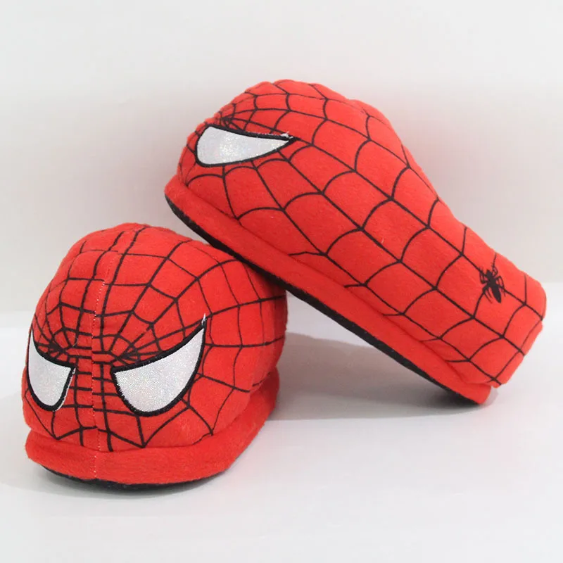 New Cartoon Spider-Man Plush Cotton Slippers For Adults Couple Men Women Indoor Home Floor Warm Slippers For Autumn Winter