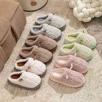Women's Winter Warm Cute Cartoon Slippers Closed Toe Non Slip Furry House Shoes Men Indoor Bedroom Thick Sole Plush Slippers