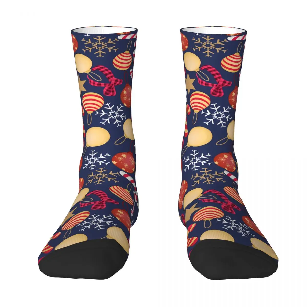 Calcetines de ciclismo con hojas doradas para hombre y mujer, medias de primavera, verano, otoño e invierno, regalo, novedad, Feliz Día de Navidad