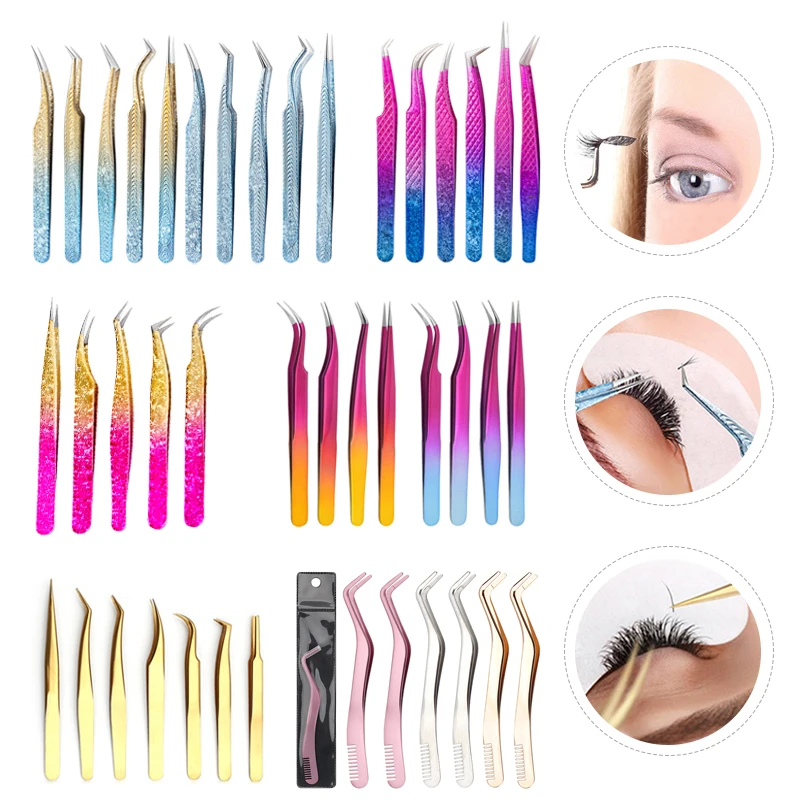 Eyelashes Tweezers Stainless Steel Superhard Tweezers High Precision Anti-static Tweezers For Eyelash Extensions Tools